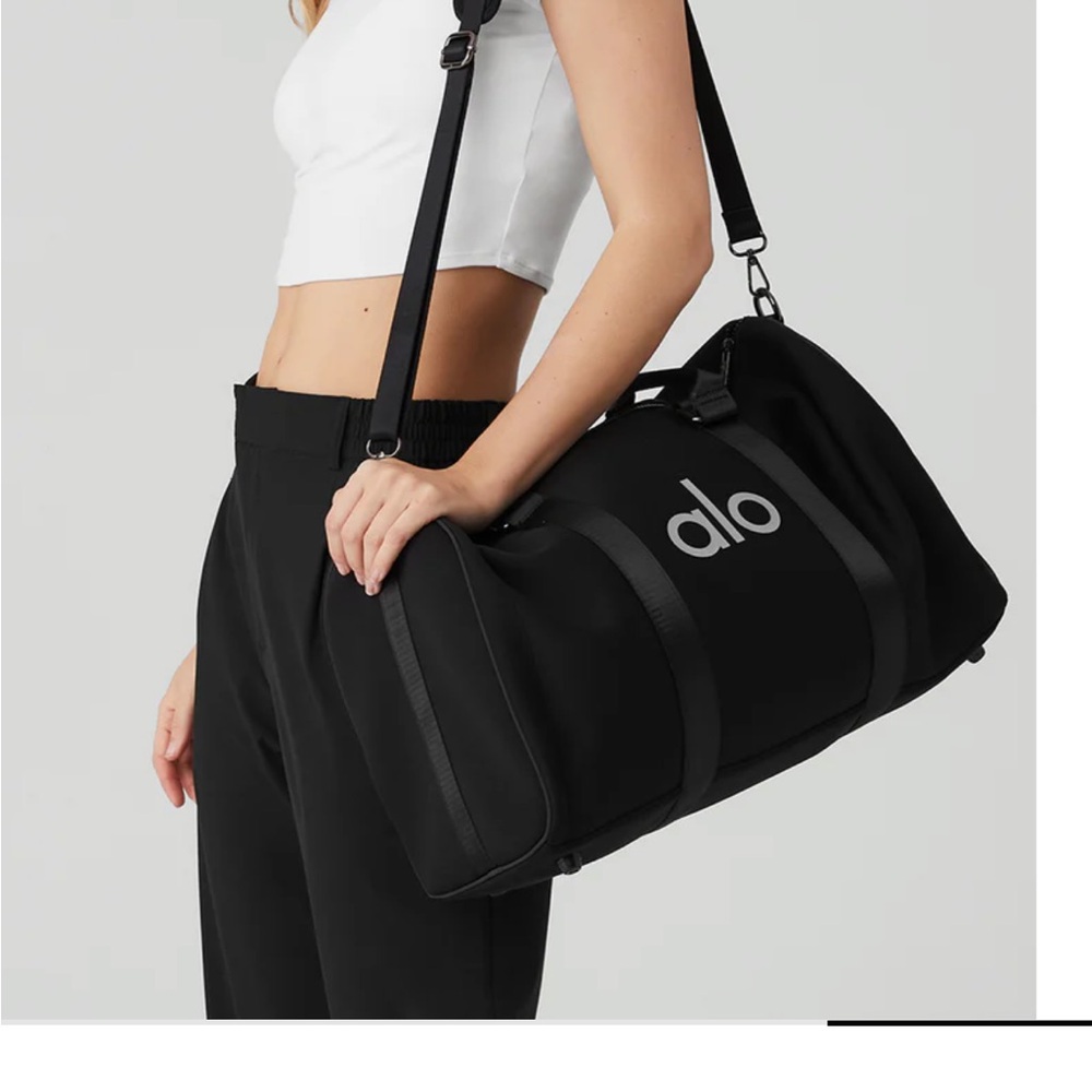 ALO Yoga Black Quilted Shoulder Bag with Adjustable Strap